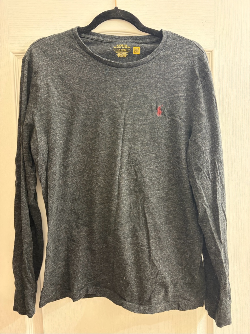 Polo by Ralph Lauren Charcoal Long-Sleeve Crewneck with Red Pony